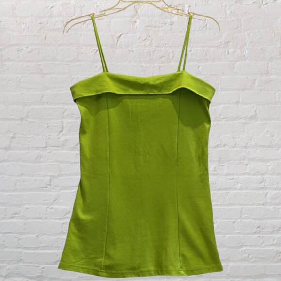 GW SPORT -- Long Top, Spaghetti Straps, Side Vents, Lime Green - Picture 8 of 15